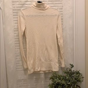 Maternity Long Sleeve Ribbed Turtleneck Cream